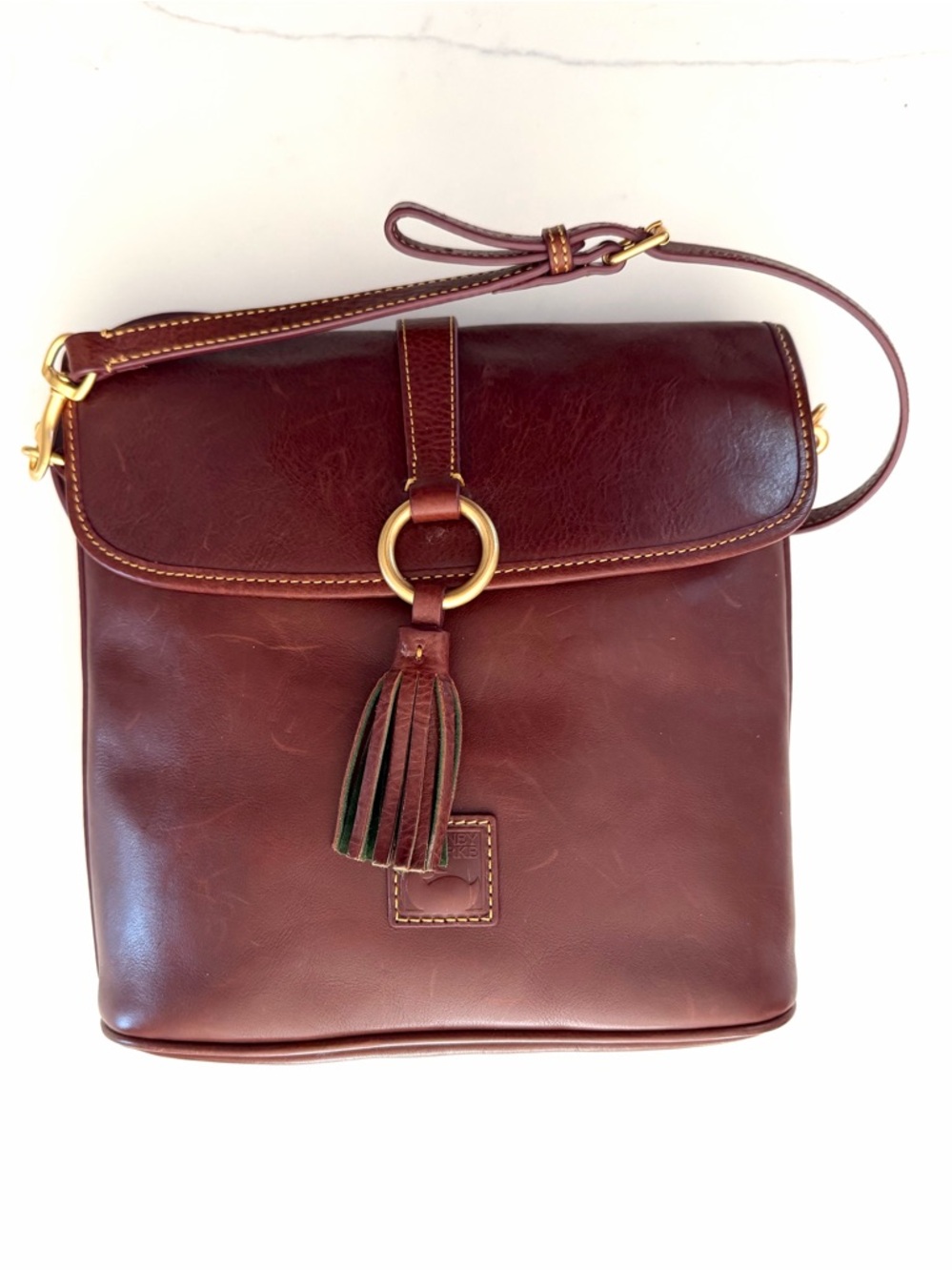 DOONEY & BOURKE•large Dottie florentine leather messenger crossbody bag EUC